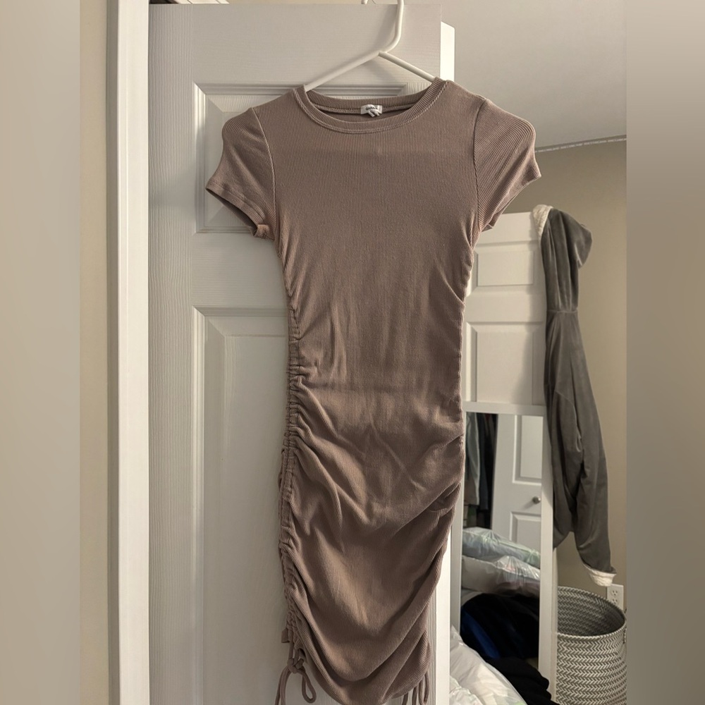 Garage brown mini dress with ties on side